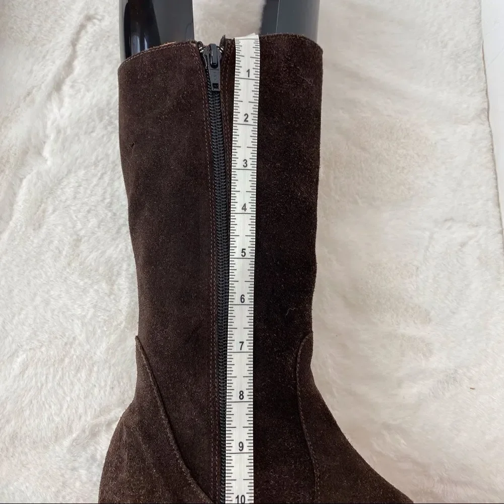 Tabarca By Pepa Brown Suede Embroidered Calf Boots Size 38